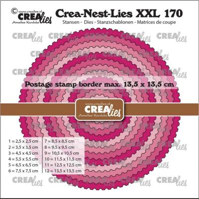 Crealies Cutting Dies - Circles With Postage Stamp Border